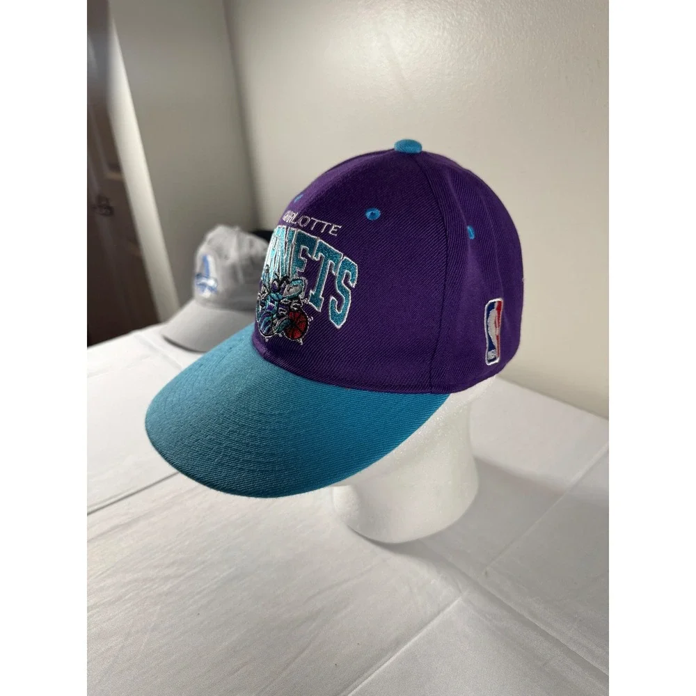 Mitchell & Ness Charlotte Hornets NBA Snapback Hat Purple Teal Hardwood Classics